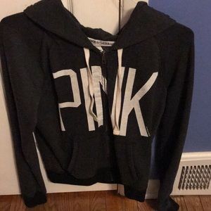 PINK grey zip up hoodie